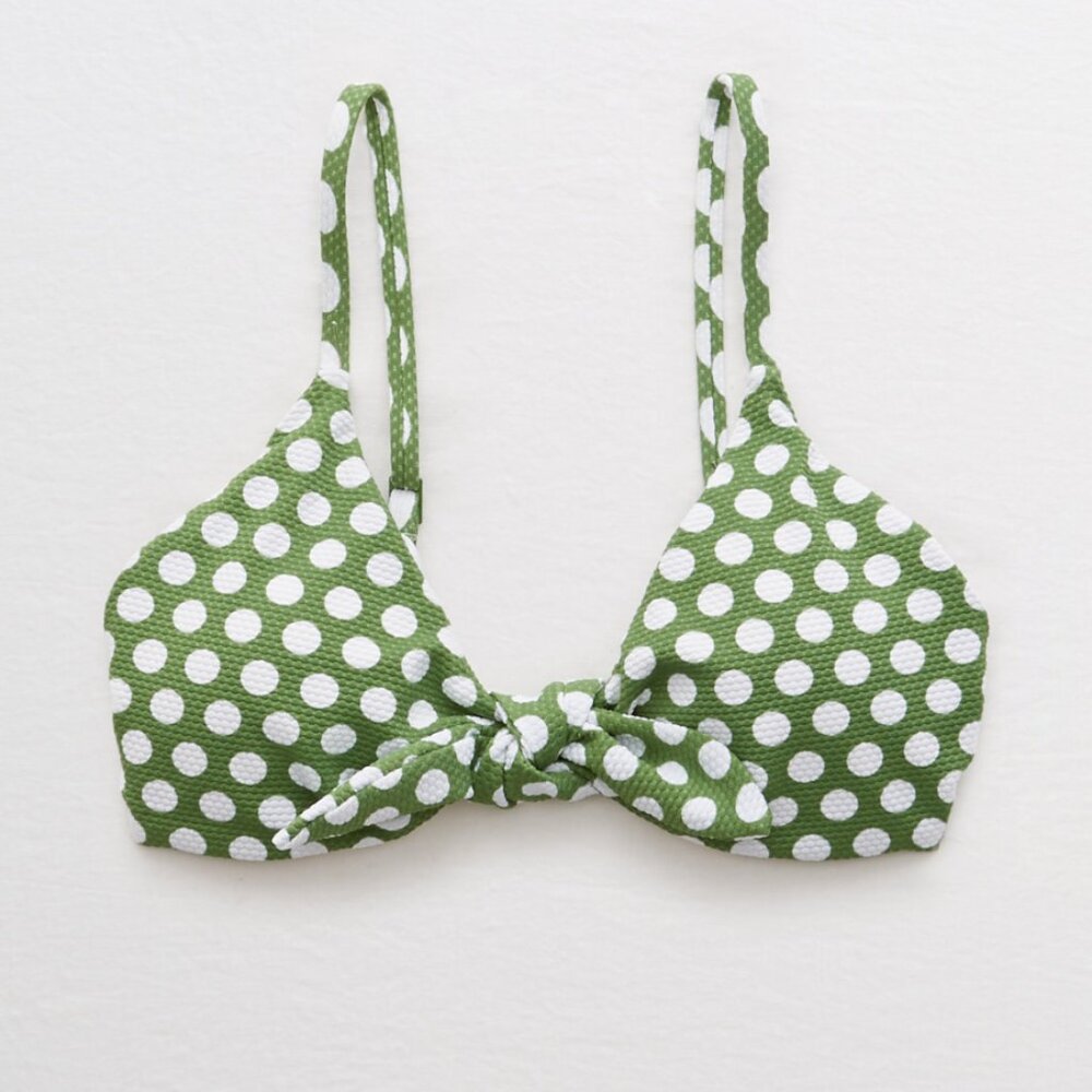 Aerie Polka Dot Pique Scoop Bikini Top XS